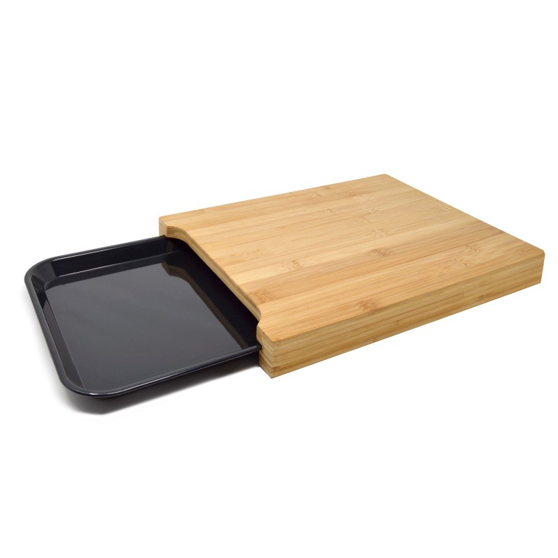 TABLA DE CORTAR CON BANDEJA  - MADERA DE BAMBÚ