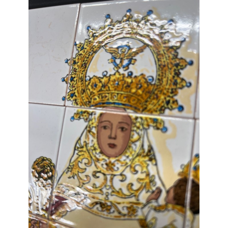 Cuadro De La Virgen De Covadonga - La Santina - Cerámica Enmarcada